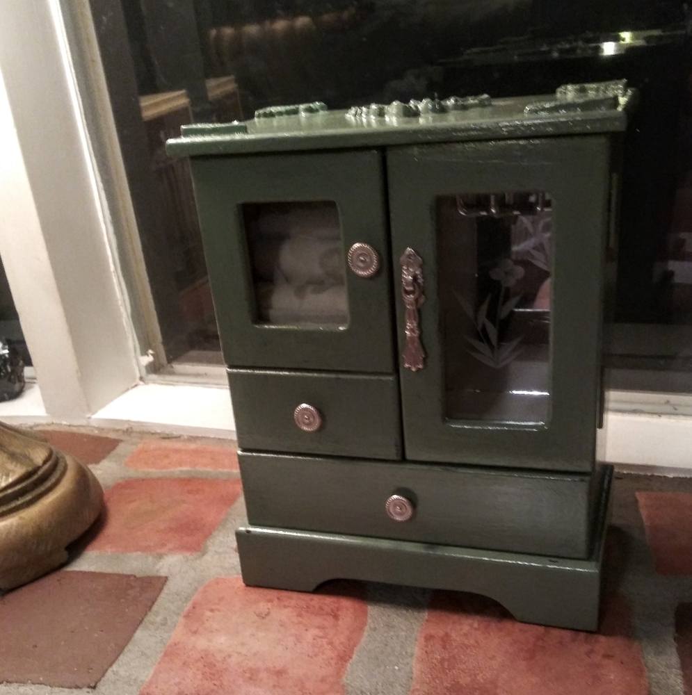 Upcycled Shabby Chic Green Jewelry Box Chest